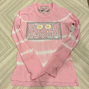 So Nikki Girls Good Karma Pink & White Tie Dye Long Sleeve Shirt
